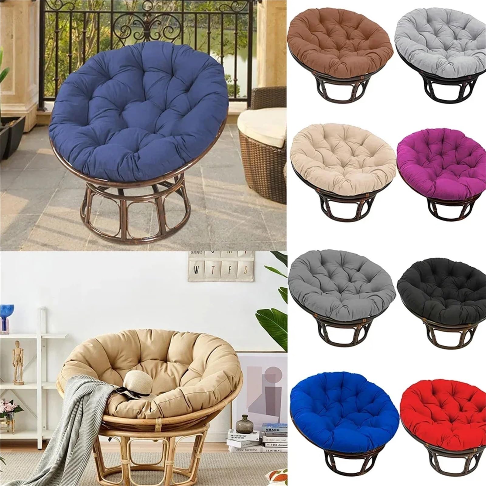 Coussins De Jardin 60/80/90/100cm Oreiller Rond Coussins de Sol Coussin siège Jardin canapé Maison(Khaki,90x90cm)