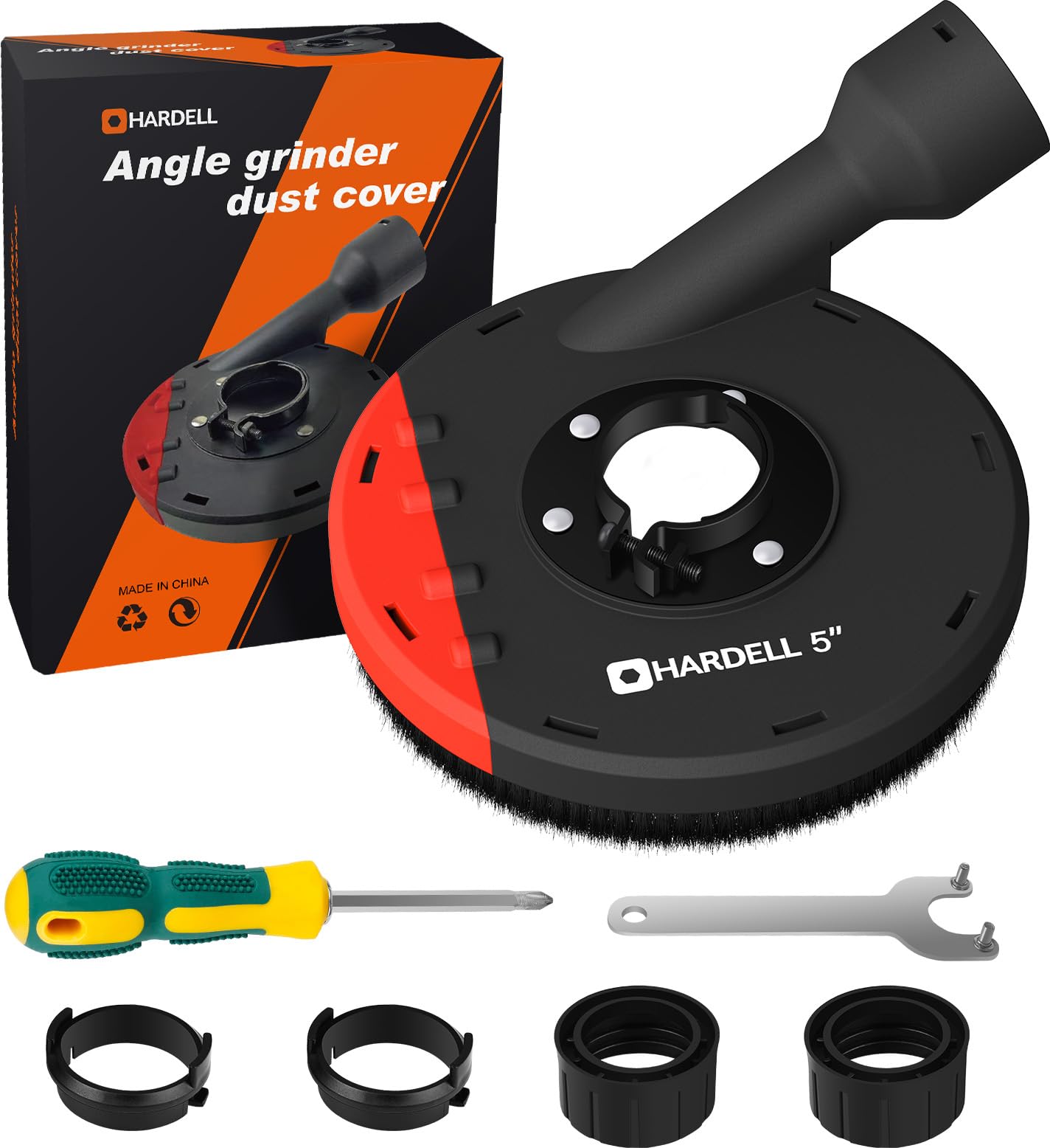 Photo 1 of HARDELL Angle Grinder Dust Shroud, Grinder Dust Shroud with Convenient Snap-On Dust Connector, Dust Shroud for Angle Grinder 5 inch Surface (150MM)