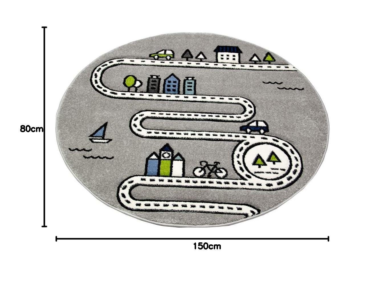 Tapis pour enfants tapis de route avec rues et maisons gris Größe 80x150 cm
