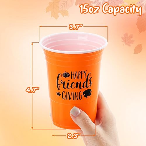 Miniatura 4 de Nefelibata Paquete de 48 vasos de plástico de 15 onzas para fiesta de Acción de Gracias, regalos de amigos, suministros de fiesta de reunión de