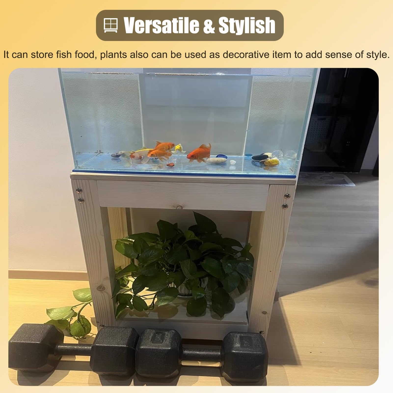Aquarium-Ständer, originelles Holz-Terrarium-Ausstellungsregal, zweilagiges Reptiliengehege, Eck-Tisch für Heimdekoration und Aufbewahrung