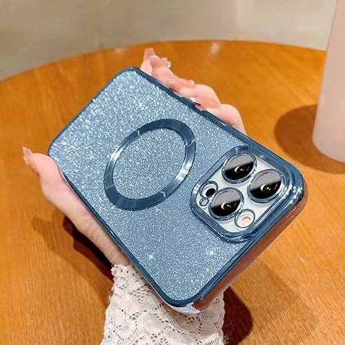 Miniatura 3 de Fycyko Funda magnética para iPhone 14 Pro compatible con MagSafe, funda brillante con purpurina para teléfono 14 Pro con protección de lente de