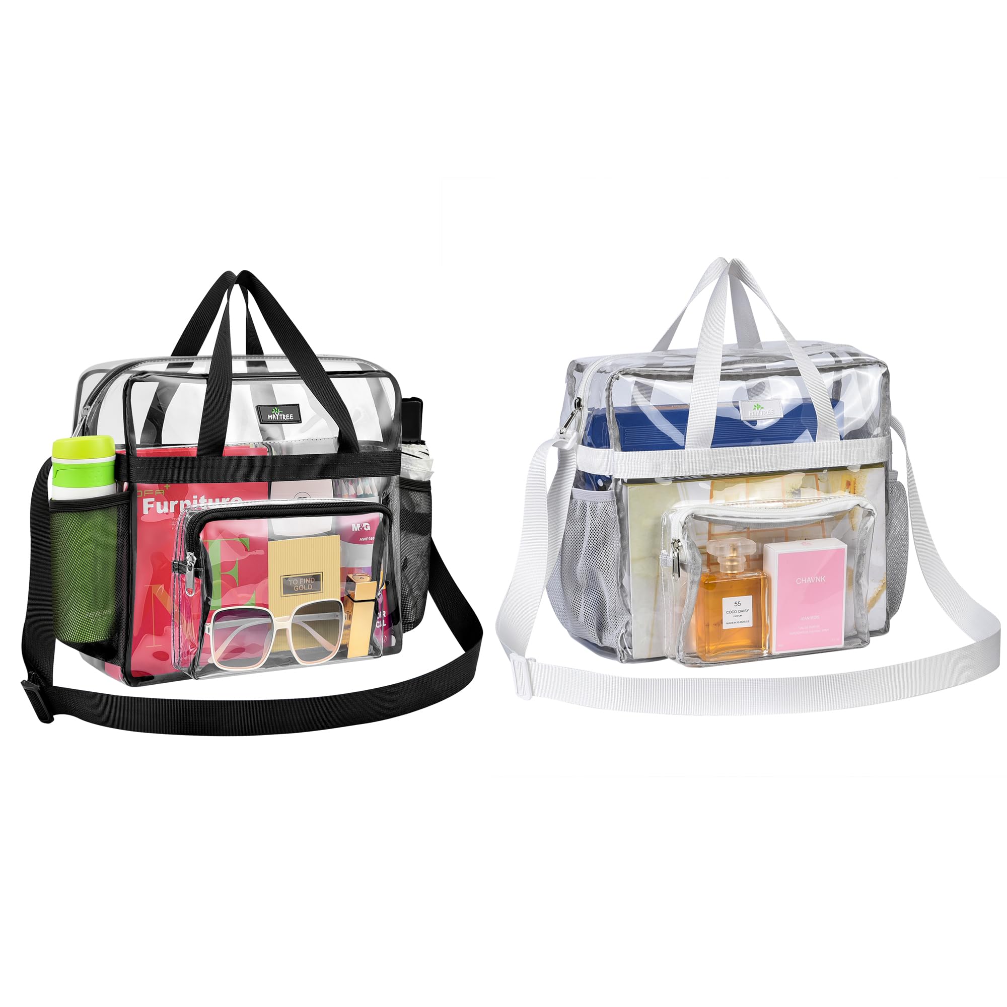MAYTREE Clear Bag Stadium Approved 12×6×12 for Women, Large Clear Tote Lunch Bag with Reinforced Shoulder Straps for Concert Outfits and Festival
