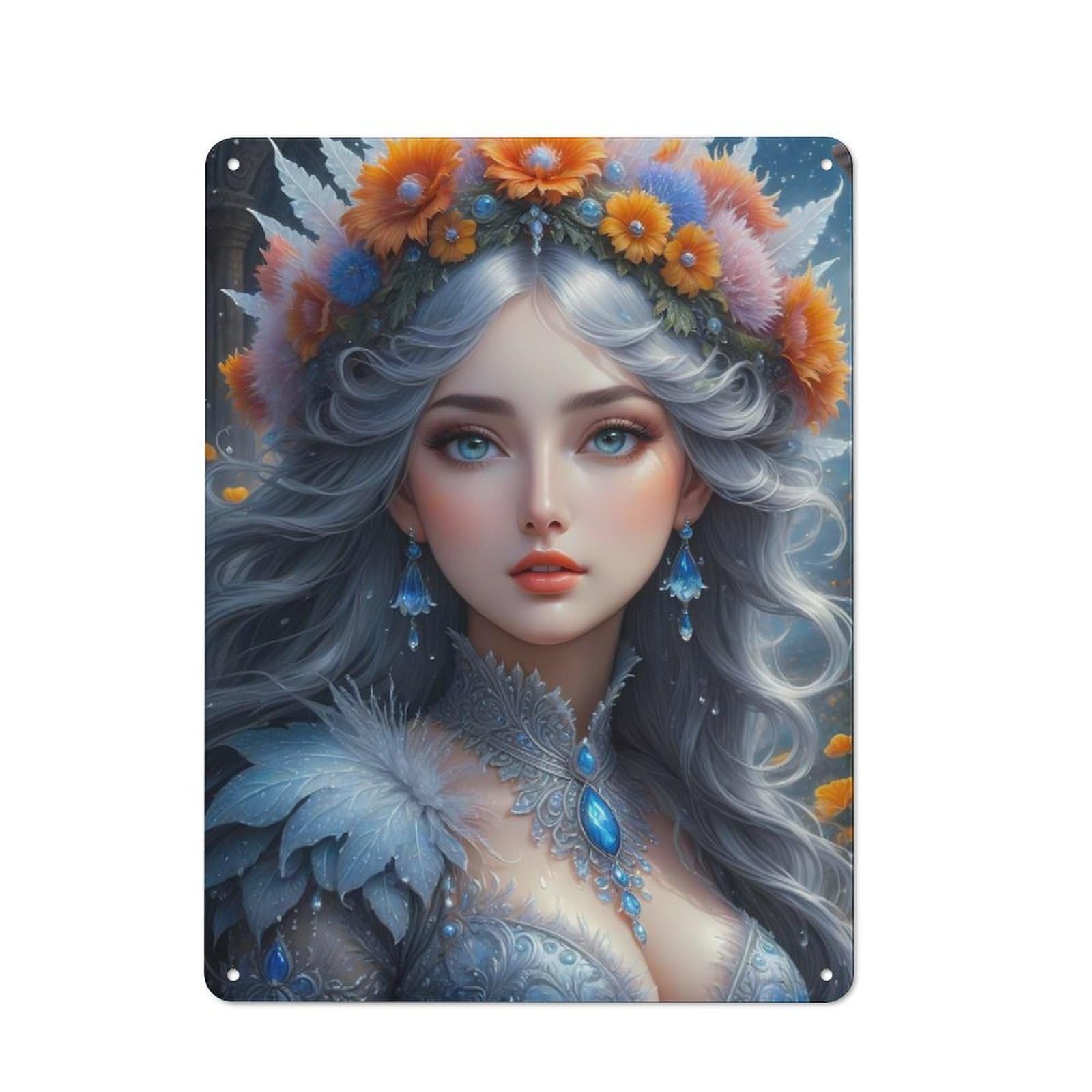 Mythical Woman Metal Wall Sign 40x30cm, Modern Retro Loft Wall Plaque for Flat, Bar, Studio Or Gallery Wall