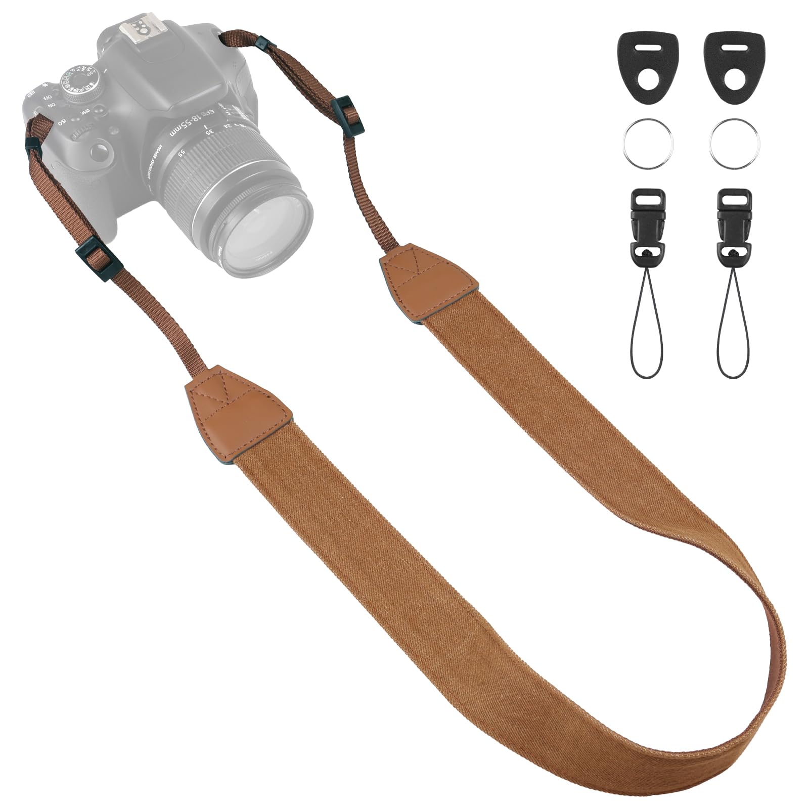 Universal Camera Strap - Camera Neck Strap, Adjustable Shoulder Straps Compatible with Canon, Fujifilm, Nikon, Olympus, Panasonic and other SLR and mirrorless cameras - Brown