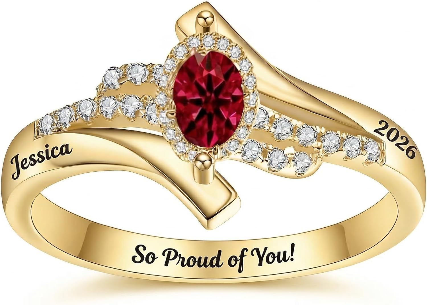 Dorunmo Personalized Class Rings for Women 2026 Custom Graduation Ring 925 Sterling Silver Birthstone High School College Senior Jewelry Gift