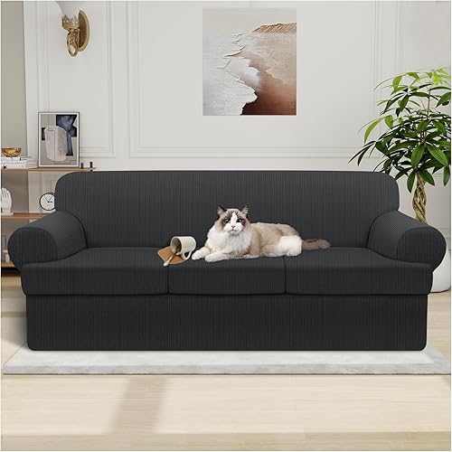 Funda impermeable para sofá de 4 piezas, funda para sofá de 3 cojines separados en T, funda de sofá de tela TPU a prueba de fugas, protector de sofá