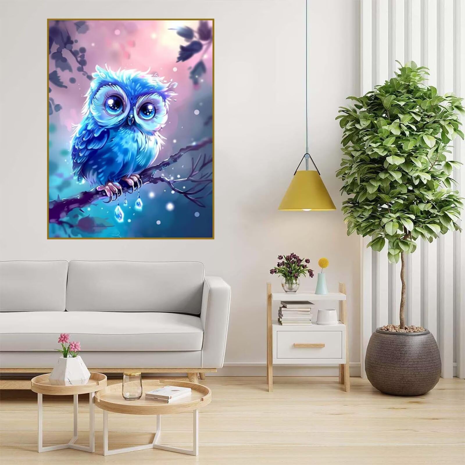 Diamentowa sowa, zestawy do malowania diamentami dla dorosłych, 5D Dimond Art Tree Gem Arts and Crafts Paintings, zestaw do haftu krzyżykowego, hobby dla dorosłych i kobiet, dekoracja pokoju, 70 x 100