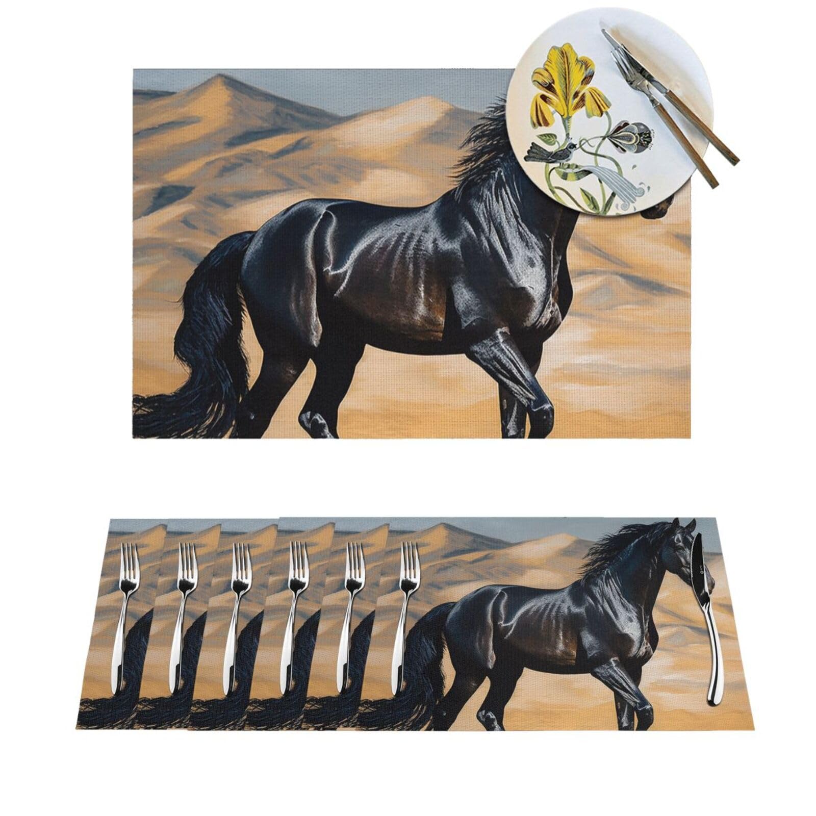 Sets de table motif cheval arabe au design élégant et durable
