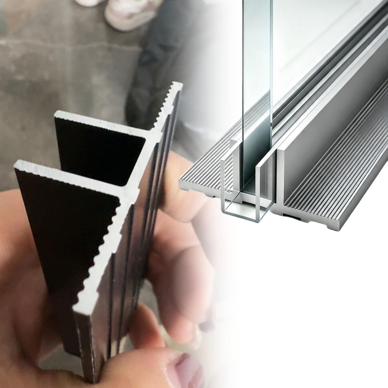 Profil Typu U do Szkła Szczelina Mocująca Aluminiowy Panel Szklany | Profil Mocujący do Ścianki Szklanej, Profil Krawędziowy w Kształcie Litery T, Wpuszczana Prowadnica Panelu Prysznicowego
