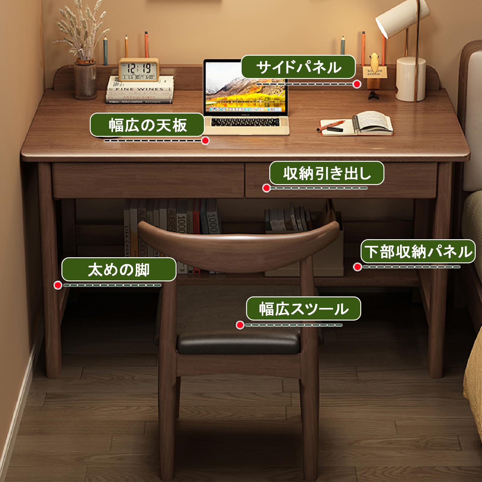 Amazon.co.jp: 勉強机 学習机 デスクチェアセット 木製 机と椅子セット 