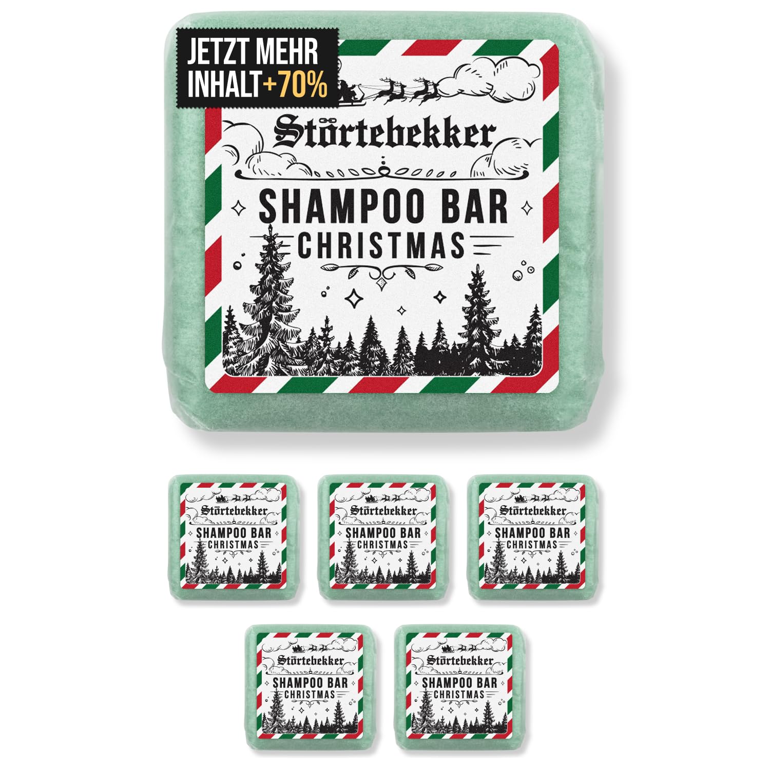 Störtebekker® Premium Shampoo Bar Weihnachtsedition Zimt-Orange Duft (6x) - Festes Shampoo Herren & Damen - 3in1 Duschseife Männer für Haare, Kopfhaut & Bart - vegan, handgefertigt - 6x100g