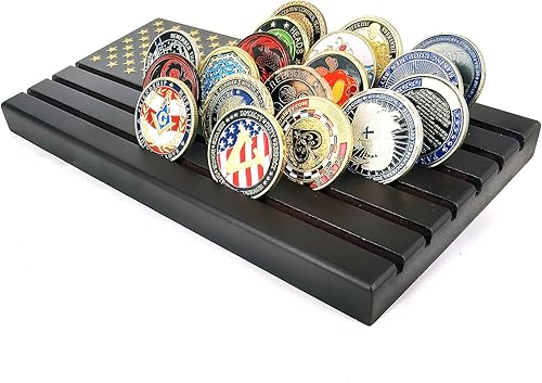 Miniatura 6 de Aomcisi Soporte de monedas de 6 filas, soporte de exhibición de monedas de desafío, soporte militar para monedas con capacidad para 36-40 monedas