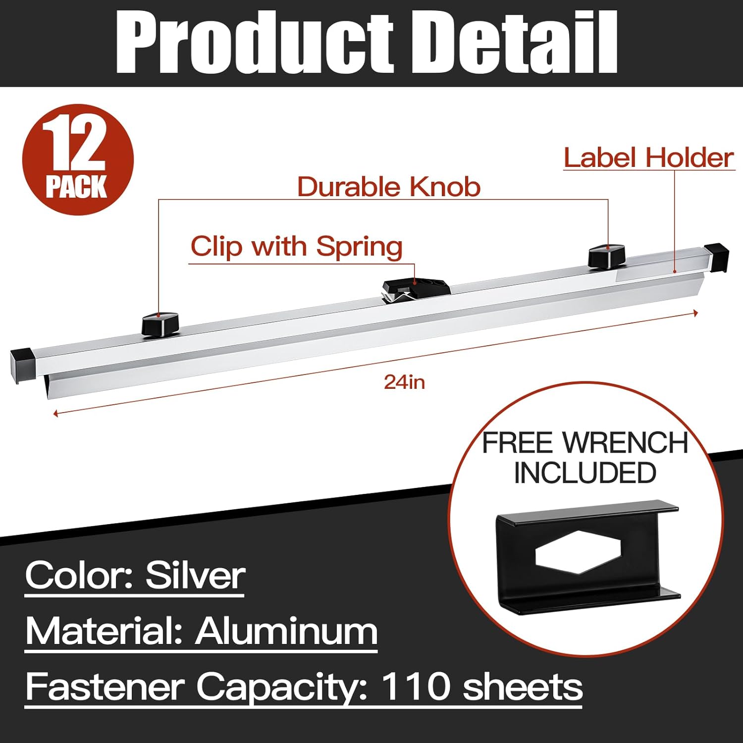 Estune Blueprint Hanging Clamps Binding Strips Storage for Construction Paper Poster Plans Drawings Arts (12, 24 Inches) 12 24 Inches