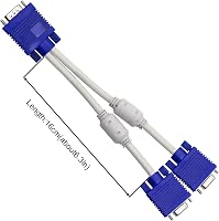 YIONESHOP VGA Y Elosztó Kábel - 1 Apa 2 Anya Csatlakozó, 15cm, Kék - Monitor Duplikáló Adapter Laptophoz, Plug & Play, Zavarszűrős 2