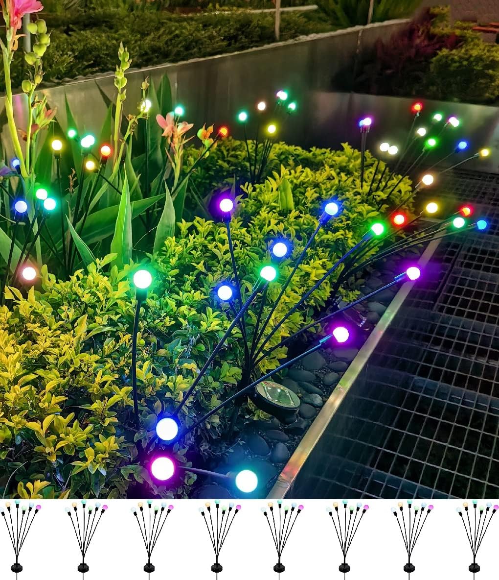 8 Count Solar Lights Outdoor Waterproof IPX5, Solar Garden Lights, Wind