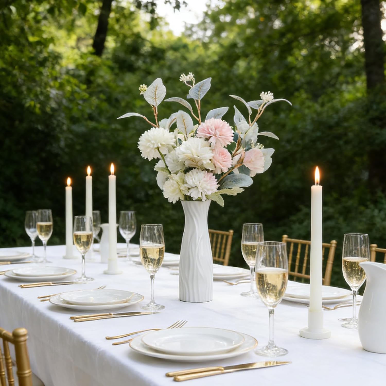 SOUJOY 10 Pack Composite Plastic Flower Vase, White Conic Floral Vase Home Decor Centerpieces, Small Unbreakable Vases for Decor Living Room