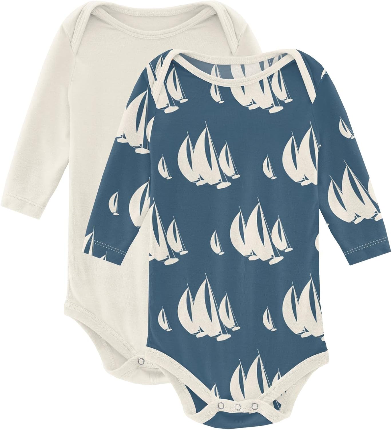 KicKee Pants Long Sleeve One-Piece, Set of 2, Print & Solid, Super Soft Baby Clothes