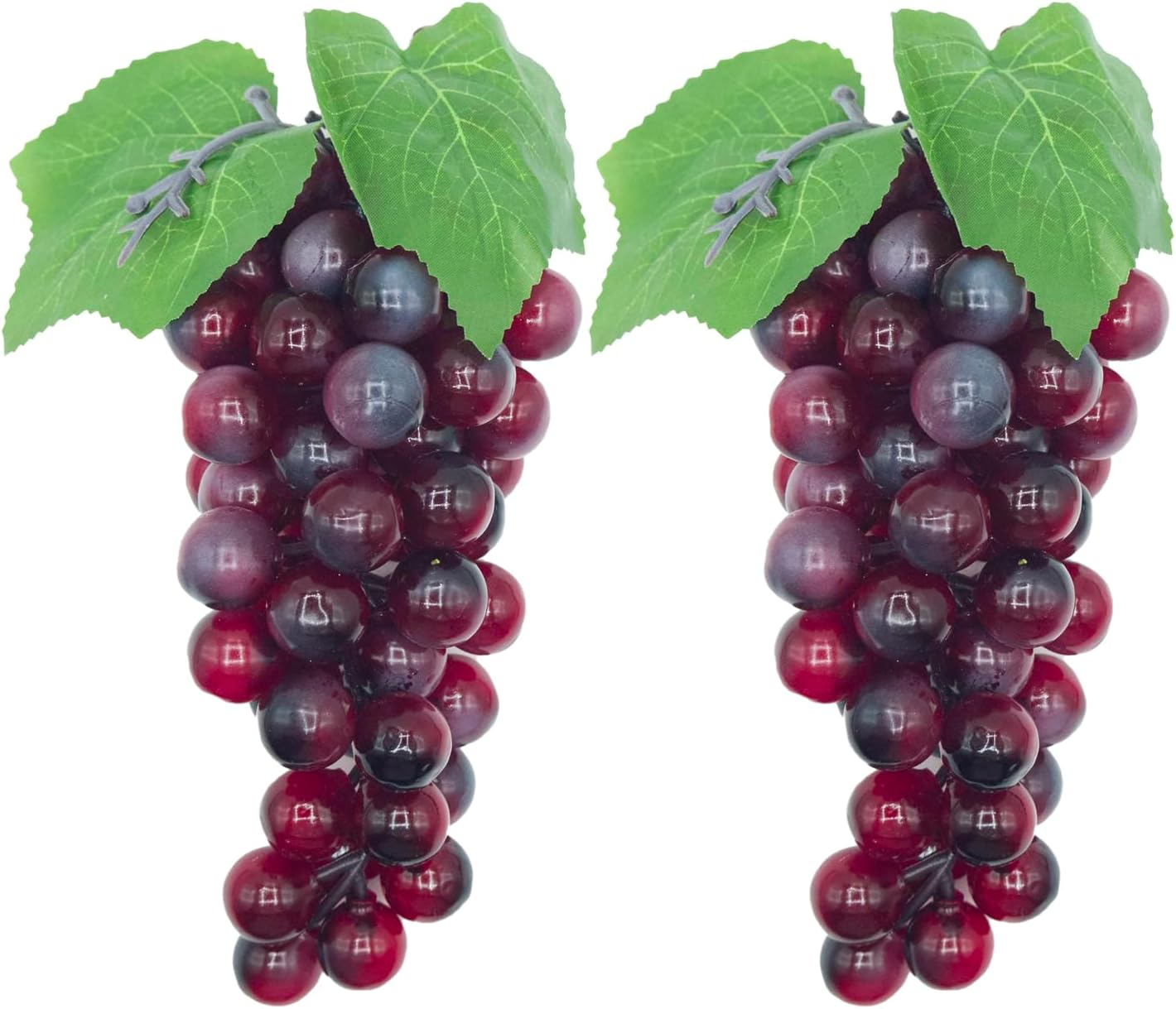 Featuman Realistic Faux Purple Grapes 2 Bunches, 8 Inch Artificial Fruit 60 Grapes Each for Wedding Farmhouse Decor Photography Props