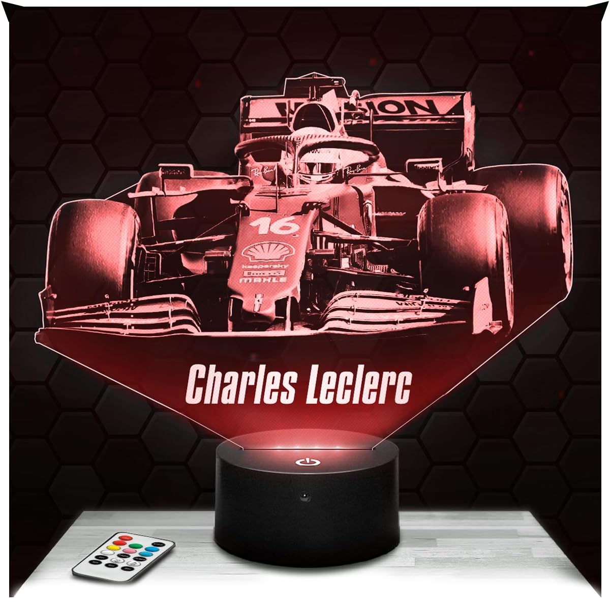 Lampephoto.fr - Formula 1 F1 Charles Leclerc 3D Lamp, LED Illusion Night Light, Christmas, Gift idea for Boys and Girls, Night Light for Children's or Adult's, Gifts Merchandising, Led Lamp TOP