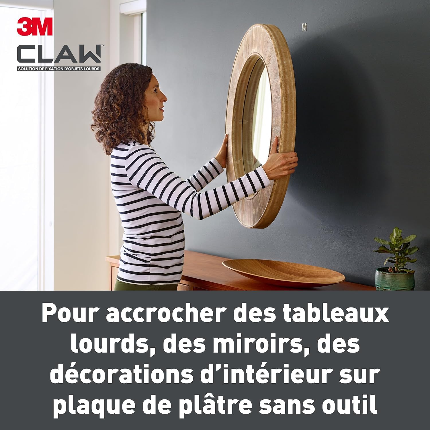 3M CLAW Crochets Pour Accrocher des Tableaux Sur des Murs en Plâtre, Lot de 9 - Fixation d'objets Lourds sans Outil (Tableaux, Miroirs, Déco Intérieure) - Supporte jusqu'à 7 kg, 11 kg, 20 kg, 30 kg