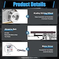 Vista 2 de Lijadora de banda eléctrica, 30 x 1 pulgada, lijadora de banda de velocidad variable, banco de molienda de pulido sin escobillas, máquina lijadora