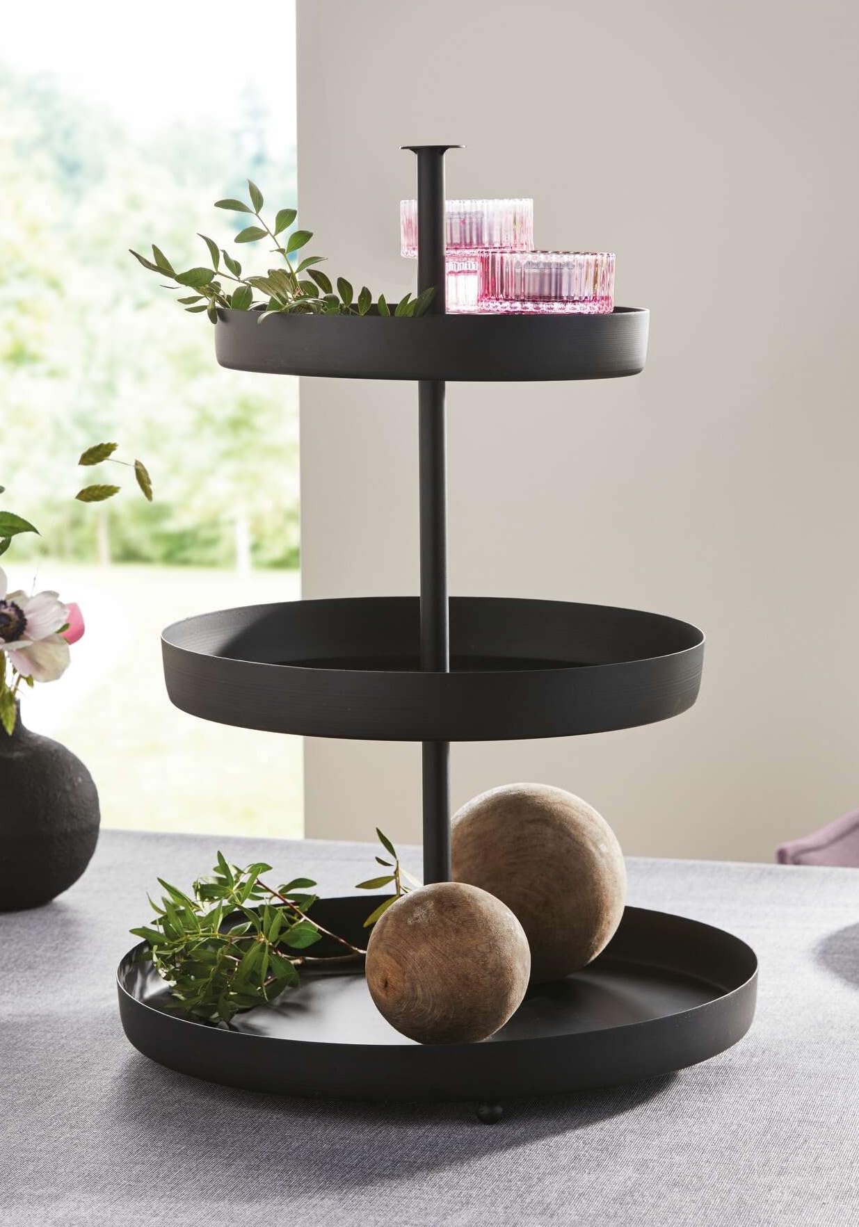 Présentoir Rotatif 3 Étages - 73 Cm Noir - 30 Crochets - Pour Bijoux, Porte-Clés Et Accessoires