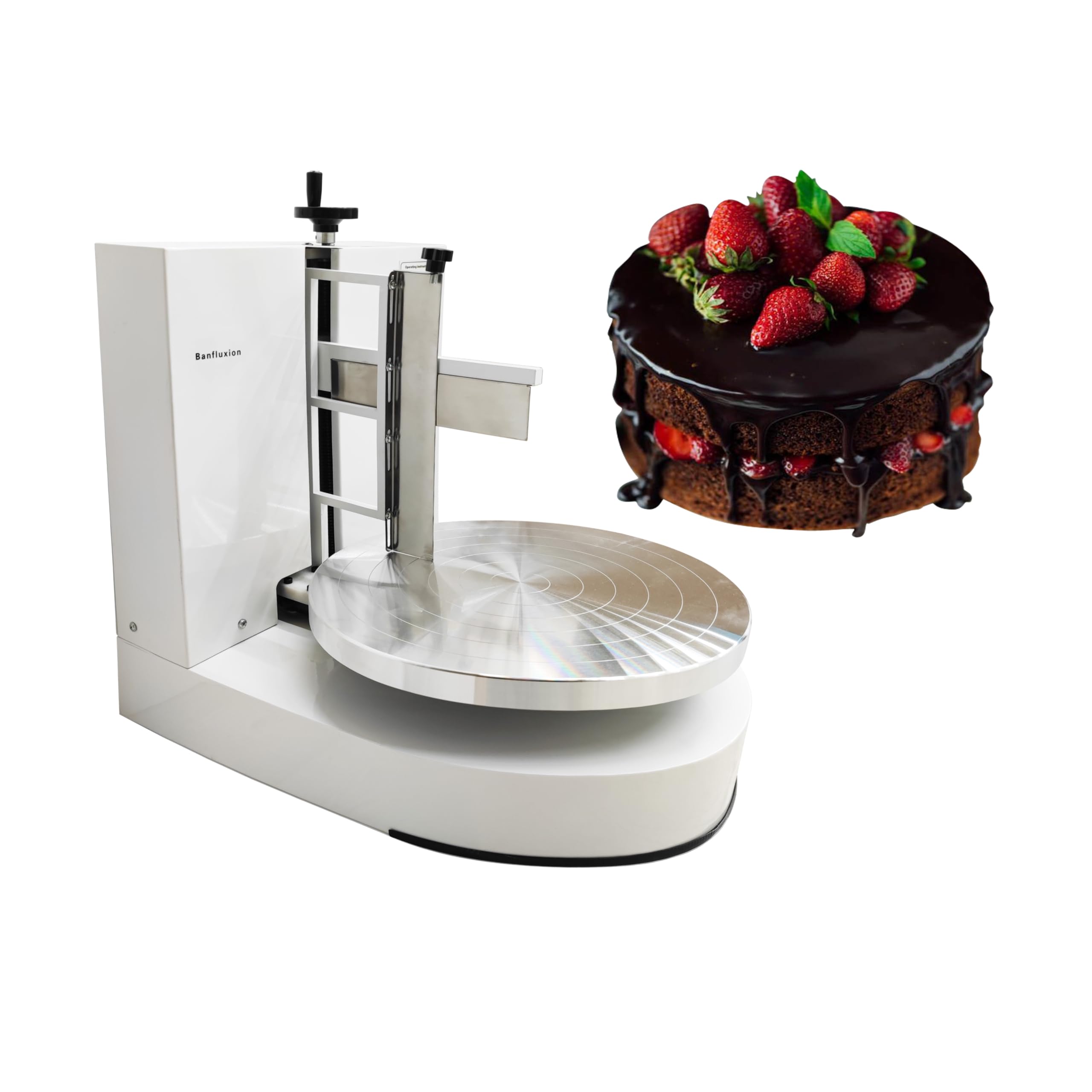 Banfluxion Electric Cake Decorating Machine 110V Commercial Cake Decorating Coating Machine 0-320 RPM Electric Cake Cream Spreading Coating Smearing Machine for 4-12inch Cake, 200W