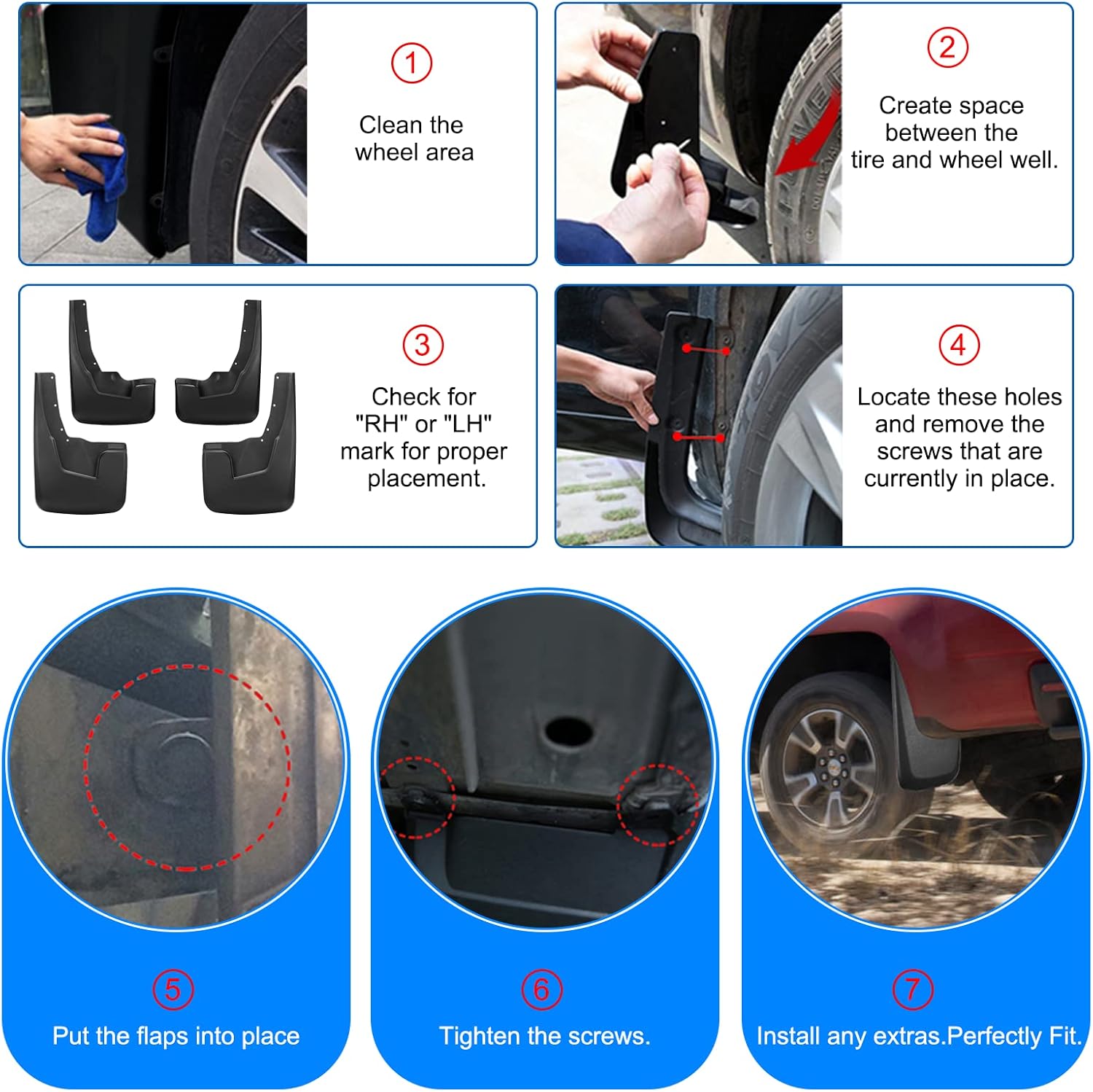 BDFHYK Mud Flaps Splash Guards 4PCS Front & Rear Side Mud Guards Compatible with Dodge Ram 1500 2019-2022 with Fender Flares