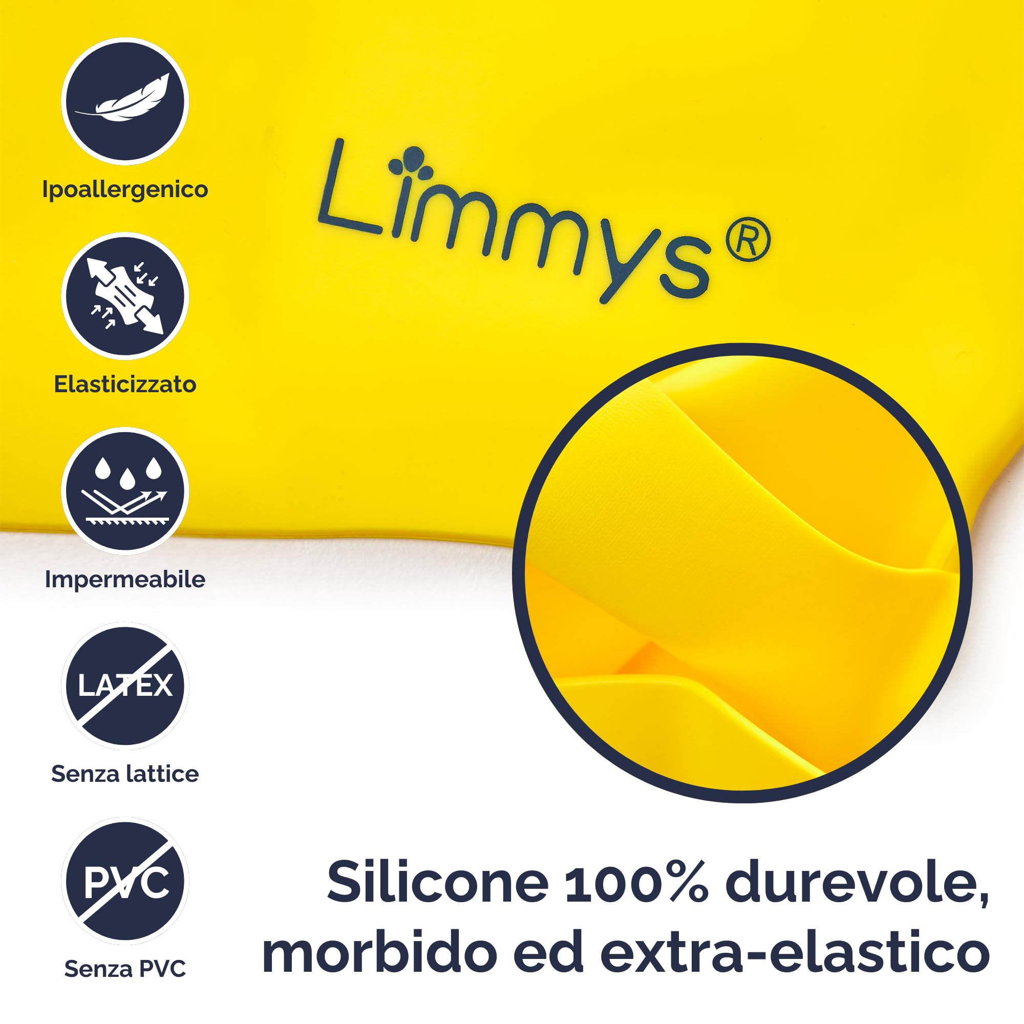 Limmys Kids Cuffia Piscina - Cuffia Piscina Bambina e Bambino al 100% in Silicone - Cuffia Nuoto di Qualità Superiore, Elastica e Comoda - Disponibile in Tanti Colori Diversi