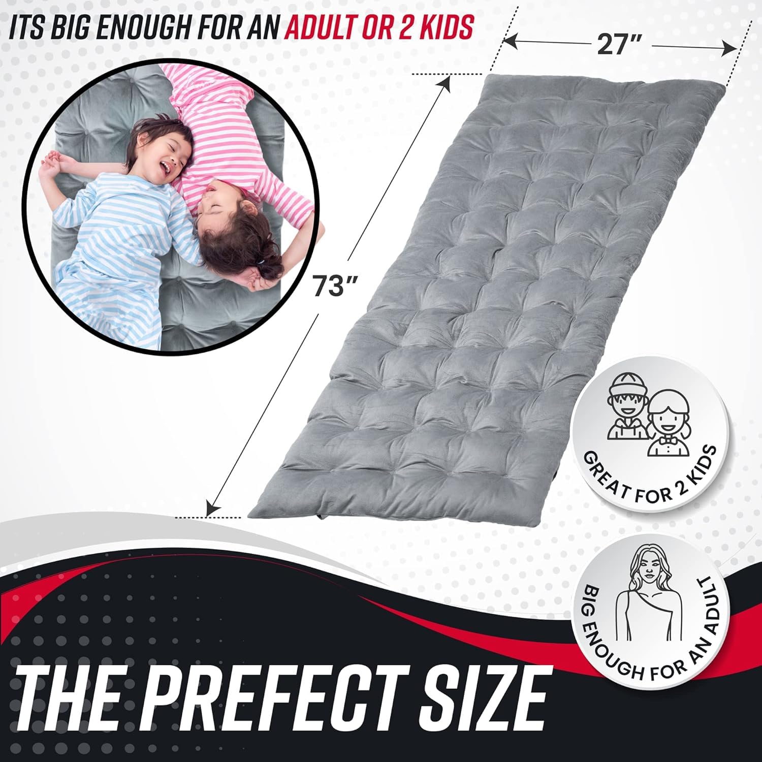 Vaygway Grey Outdoor Camping Cot Pads Mattress- Soft Comfortable Lightweight Thick Cotton Sleeping Cot-Waterproof Bottom Pad Mattress- Adults, Kids- 6Pk