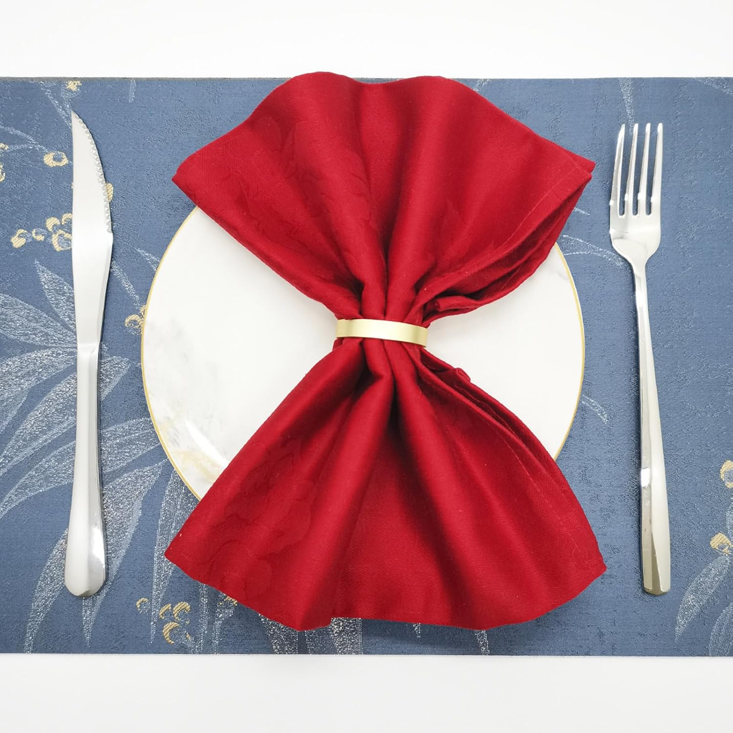 Round Metal Gold Napkin Rings Set of 8
