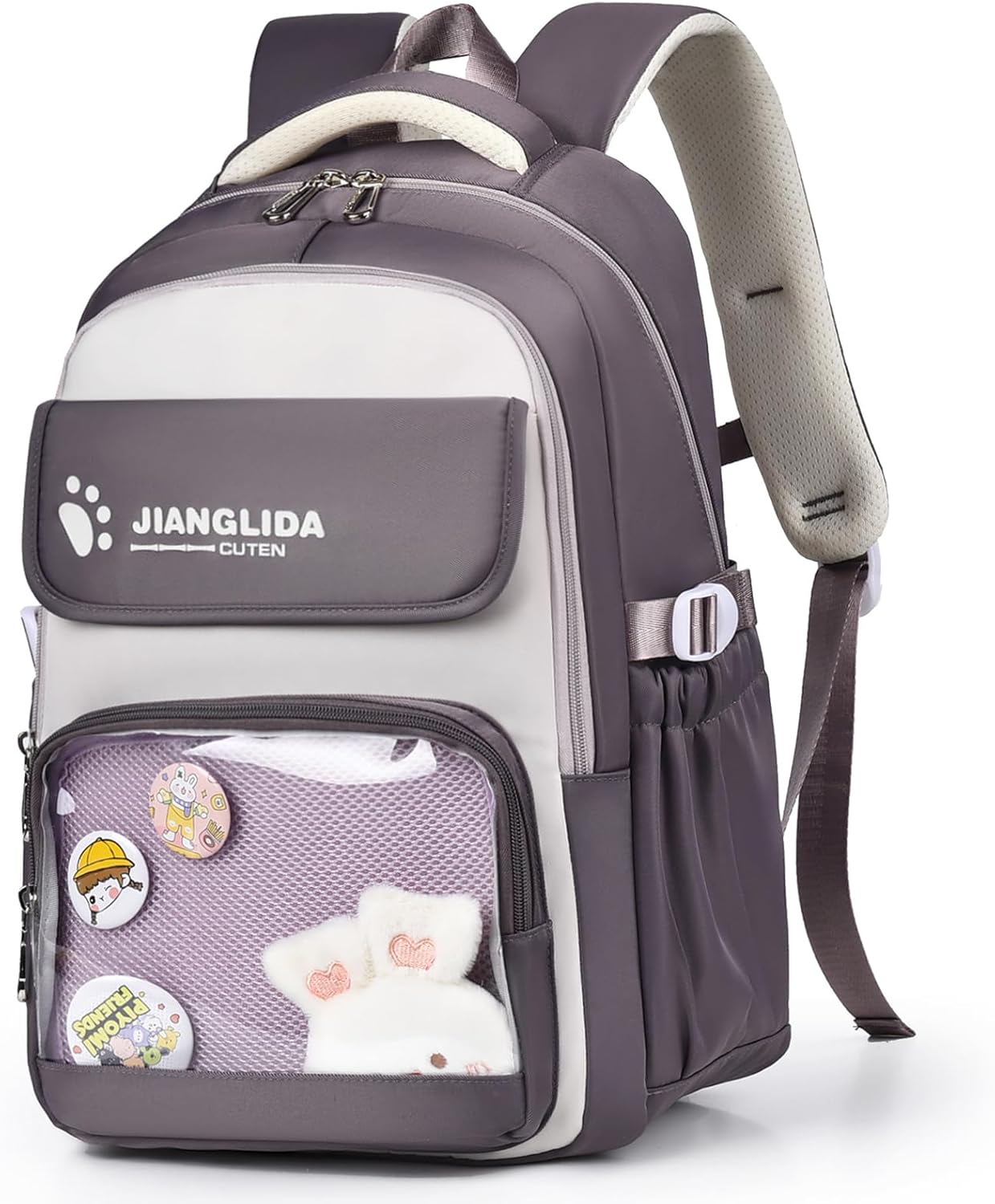 Leaper Cute Backpack for School : 18.5 inch Multi-pocket for Travel Daily - Nylon Water Resistant Anti Theft for Elementary Highschool Student - Gifts for Girls and Women（Purple）