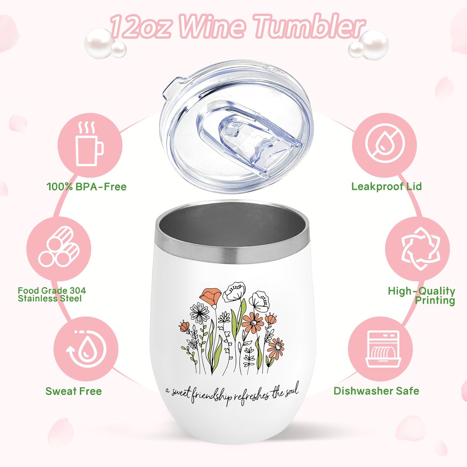 Christian Gifts for Women, Friendship Gifts forWomen Friends – 12oz Insulated Tumbler with Bible Verse A Sweet Friendship Refreshes the Soul, Faith-Based Best FriendTumbler for ChristianWomen - Image 5