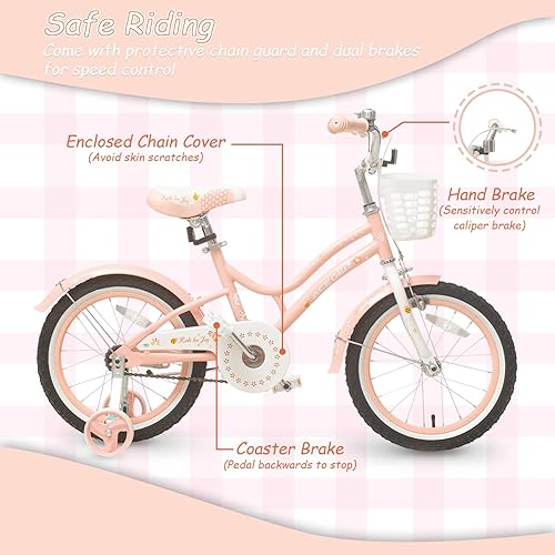 Miniatura 2 de ACEGER Kids Bike for 2-14 Years Old, 12 14 16 18 Inch Girls Bike with Removable Training Wheels, 20 Inch Kid's Bicycle with Kickstand only,