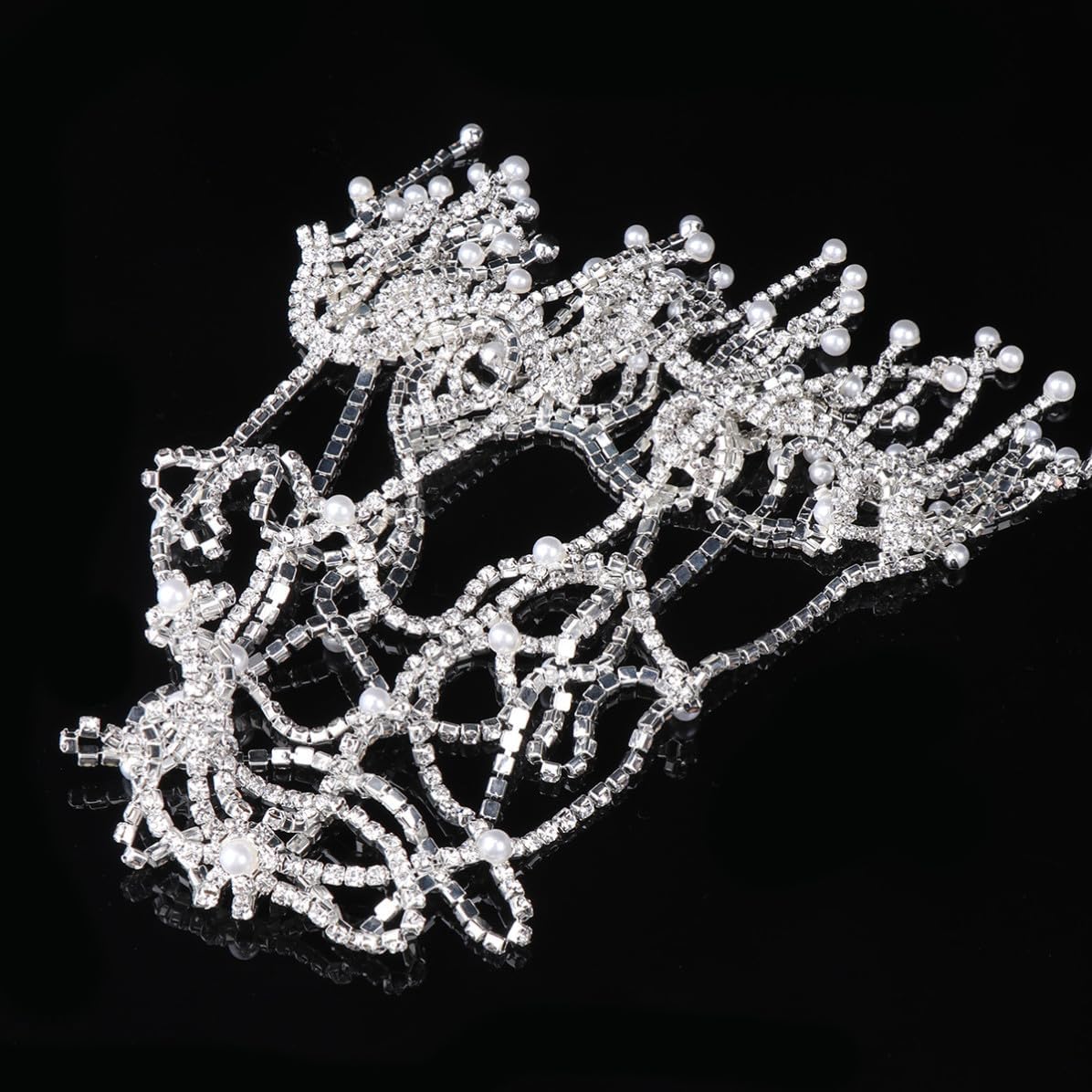 Rhinestone Headdress Elegant White Forehead Chain for Women Adults