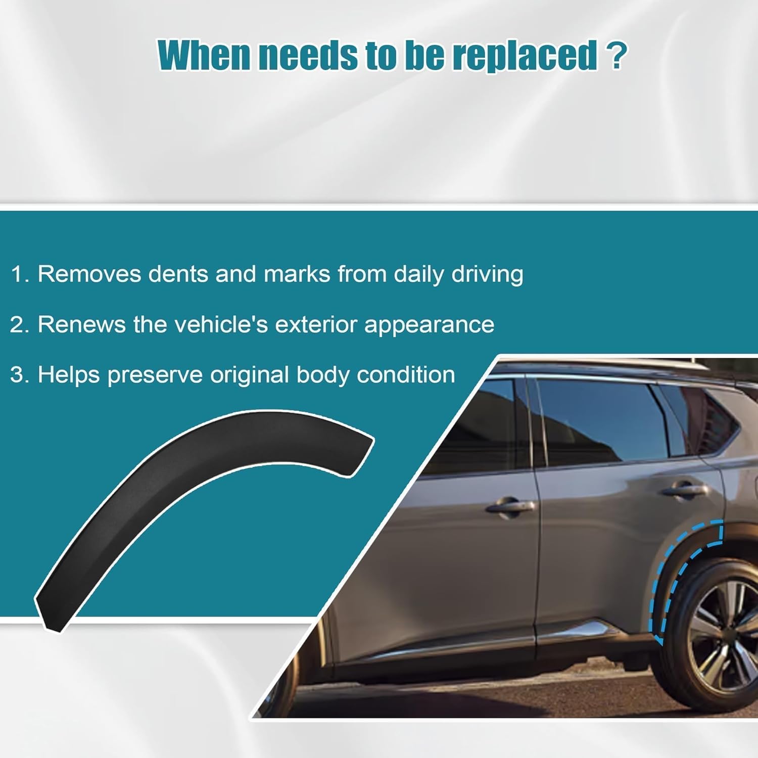 GXARTS Black Left Side Rear Door Trim Flare Molding 788616RR0A Compatible with Nissan Rogue 2021 2022 2023