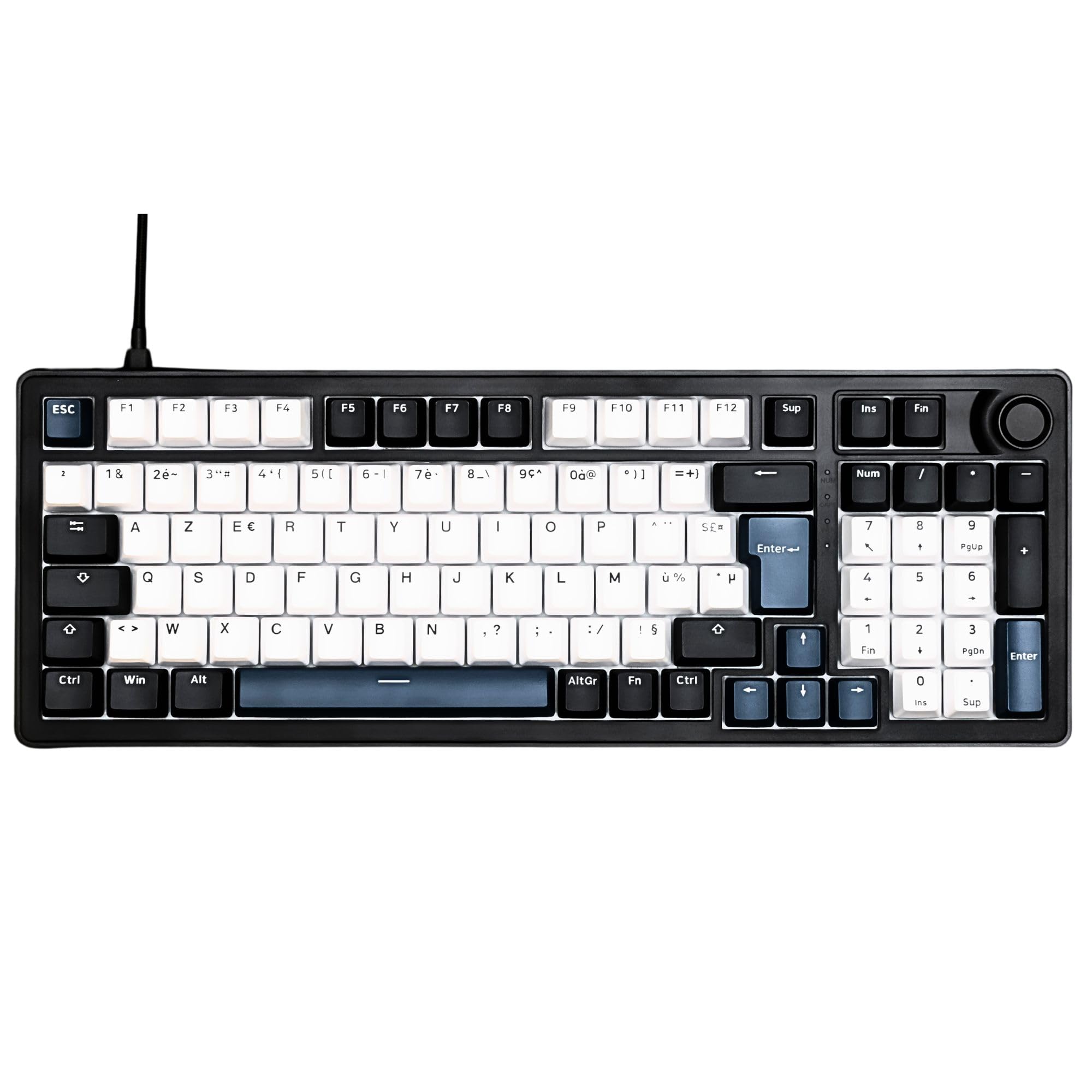 The G-Lab - KEYZ Elite 400 HE BB - Magnetyczna Klawiatura Gamingowa Hall Effect 96% AZERTY FR, Przewodowa USB, 8000 Hz Rapid Trigger, Regulowana Aktywacja 0,01 mm, PBT Hot-Swap, RGB i Makra - Win/Mac
