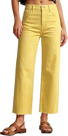 Allimy Women's Tummy Control High Waisted Straight Leg Cropped Denim Jeans