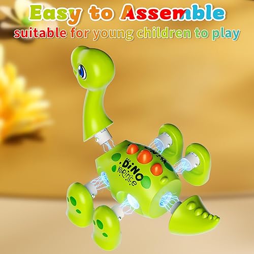 Miniatura 3 de Montessori - Juego de juguetes de montaje de dinosaurios con luces y música, juguetes de dinosaurio STEM para niños de 2 a 4 años, bebés y niños