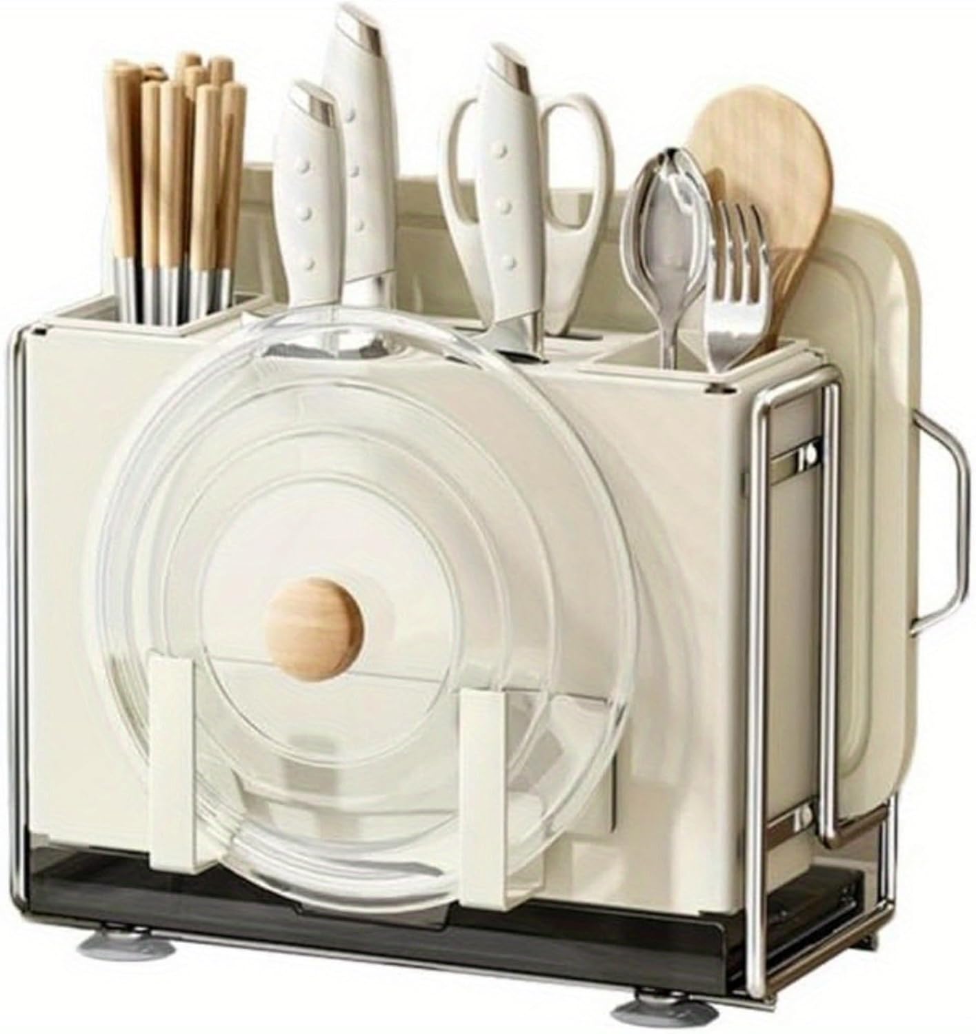 Knife Block Holder, Universal Knife Block, Kitchen Knife Holder, Kitchen Knife Rack Shelf, Magnetic Chopsticks Cage Chopping Board Put Chopping Board Knife One Storage Rack