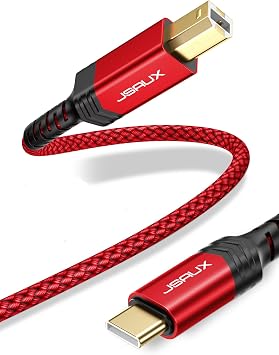 JSAUX USB B to USB C Printer Cable 3ft, USB C to USB B Printer Cable Nylon Braided, USB C MIDI Cable Compatible with MacBook Pro, HP, Epson, Canon, Brother, Lexmark, Xerox Printers and Scanner-Red