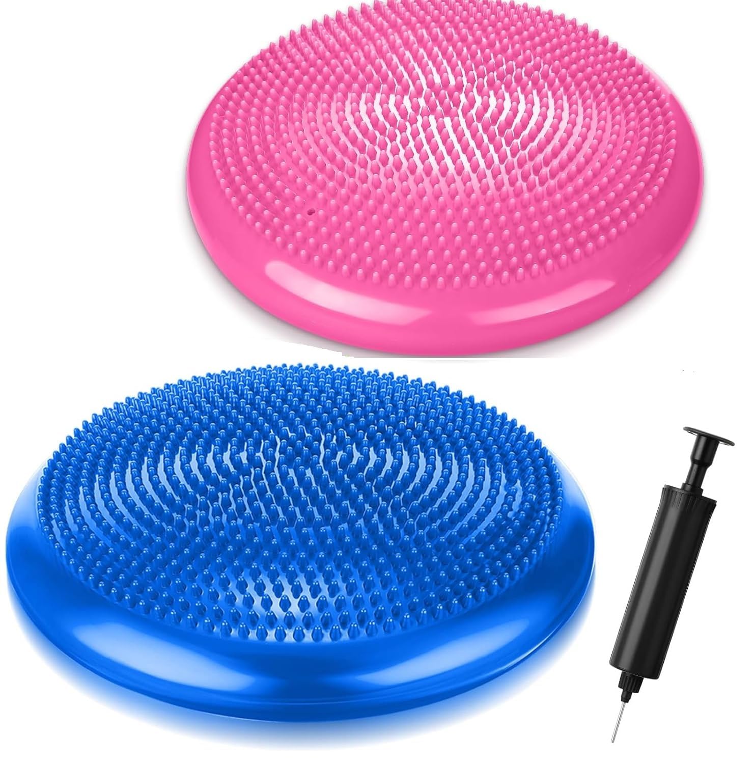 Inflatable Balance Disc Cushion with Air Pump, Pink & Blue (Pack of 1) | Wobble Seat Cushion for Kids & Adults | Sensory Wiggle Seat, Core Balance Trainer, Stability Exercise Cushion for Office, Classroom-image-37