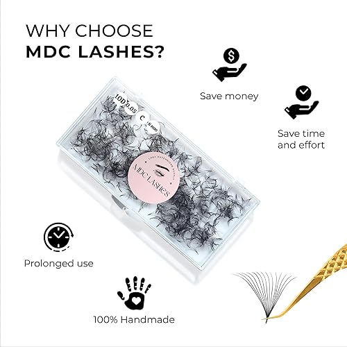 Miniatura 10 de Promades - Ventilador de pestañas 500 abanicos, 5D-16D, grosor de 0.05-0.07, rizos CCD, 0.31-0.70 pulgadas, extensiones de pestañas postizas de