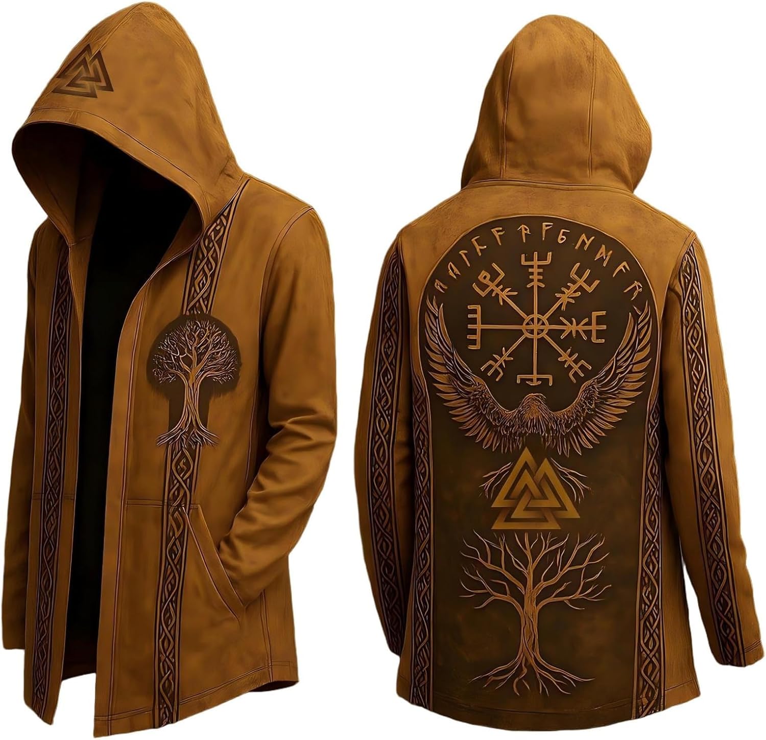 Acheter Sweat à Capuche Style Cosplay Pour Hommes, Tendance Urbaine, Printemps Et Automne, Motifs Raffinés De Haute Qualité, Totem Du Mythe Viking Imprimé En 3D, 4XL