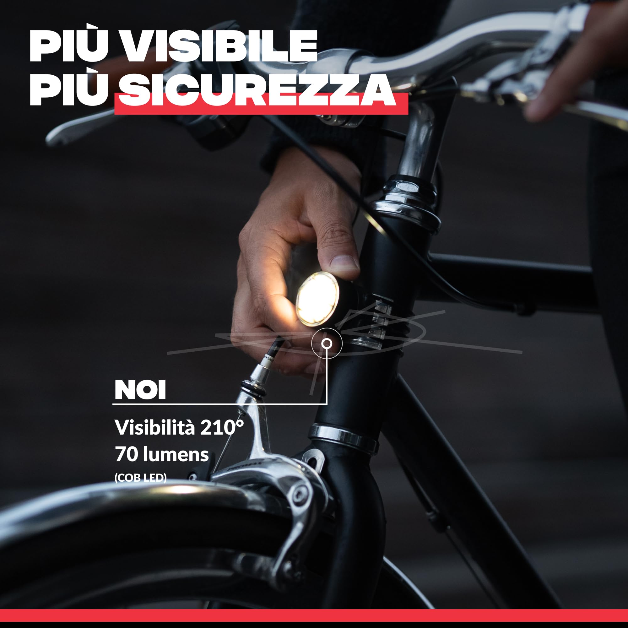 SHAPEHEART Light_Mini_White Luce della bicicletta Anteriore Adulto Unisex, Nero, Singolo