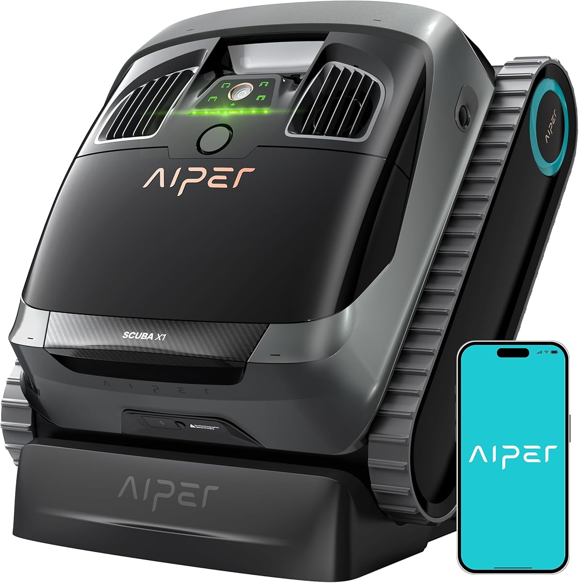 AIPER Scuba X1 Cordless Robotic Pool Cleaner, Upgraded Battery Life and Cross Pattern Smart Navigation, Horizontal Waterline Scrubbing, Ideal for Inground Pools up to 2,150 sq.ft