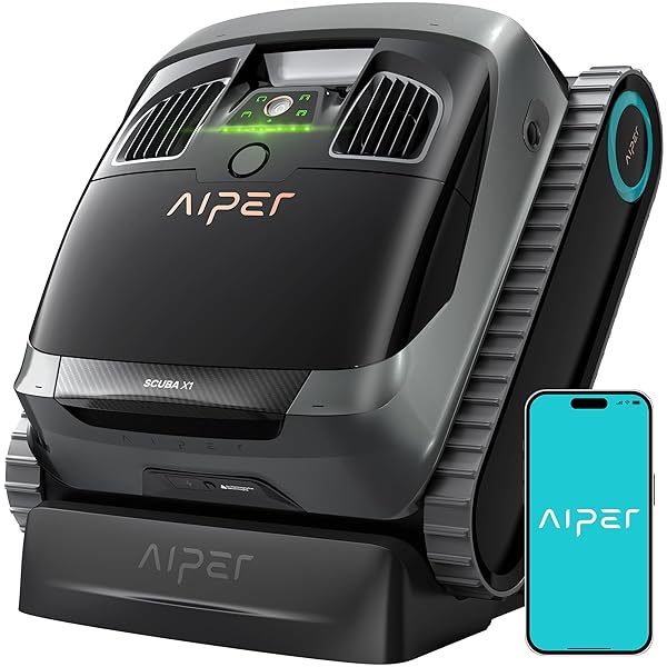 AIPER Scuba X1 Cordless Robotic Pool Cleaner, Upgraded Battery Life and Cross Pattern Smart Navigation, Horizontal Waterline Scrubbing, Ideal for Inground Pools up to 2,150 sq.ft