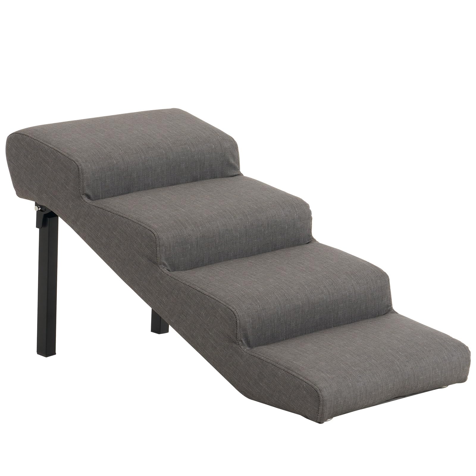 Sepnine Dog Stairs for Small/Medium Dogs,Non-Slip 16.5inches High Dog Steps for Bed,Sofa and Couch, Foldable Pet Stairs with High-Strength Foam and Metal Legs,4-Steps,Up to 176LBS-Dark Grey