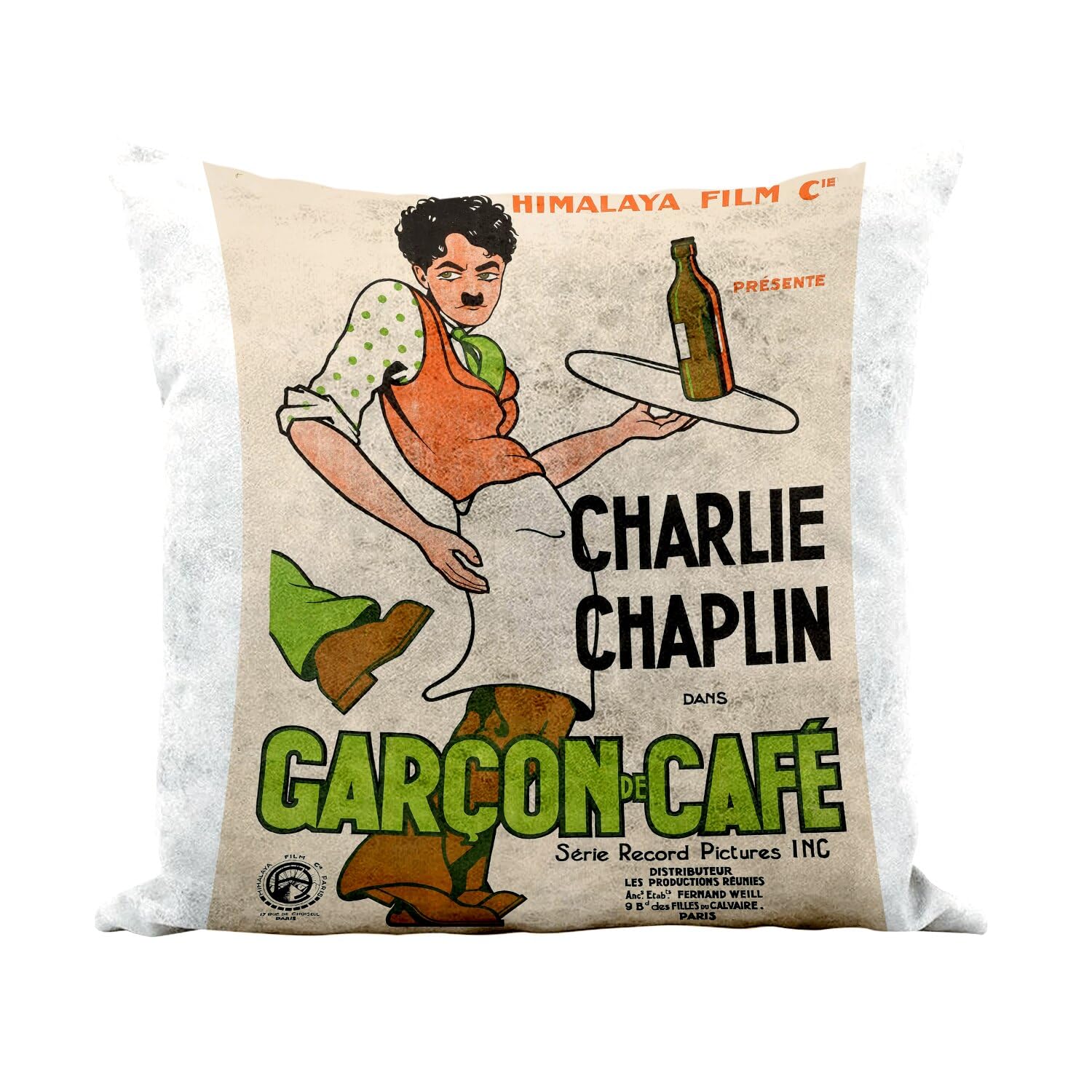 Coussin blanc Charlie Chaplin idéal pour sublimer le canapé d'un salon rétro